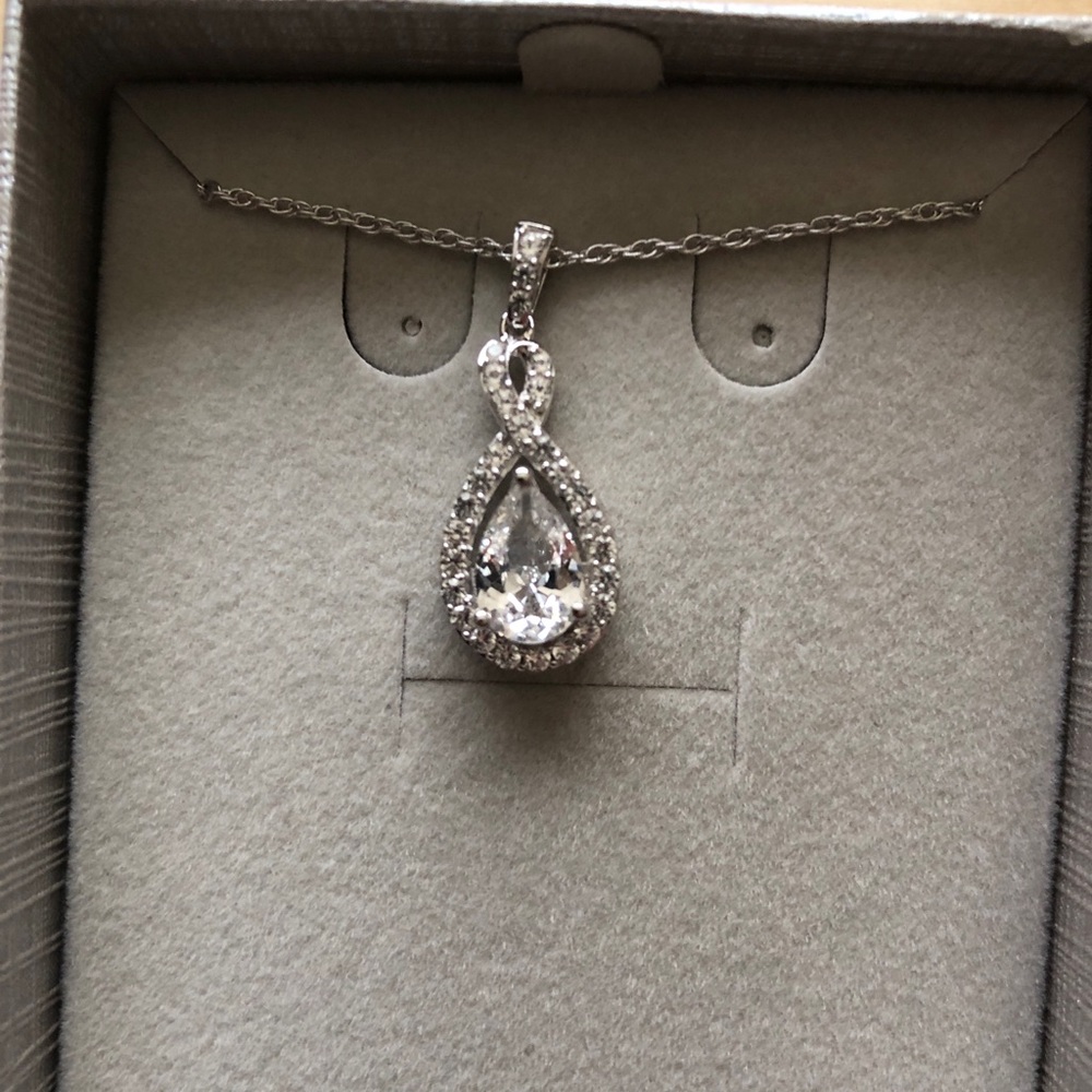 Pear Shaped Lab created White Sapphire Necklace